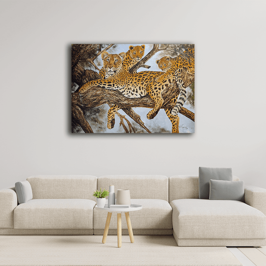 'Leoparden Familie' Handgemaltes Acrylgemälde