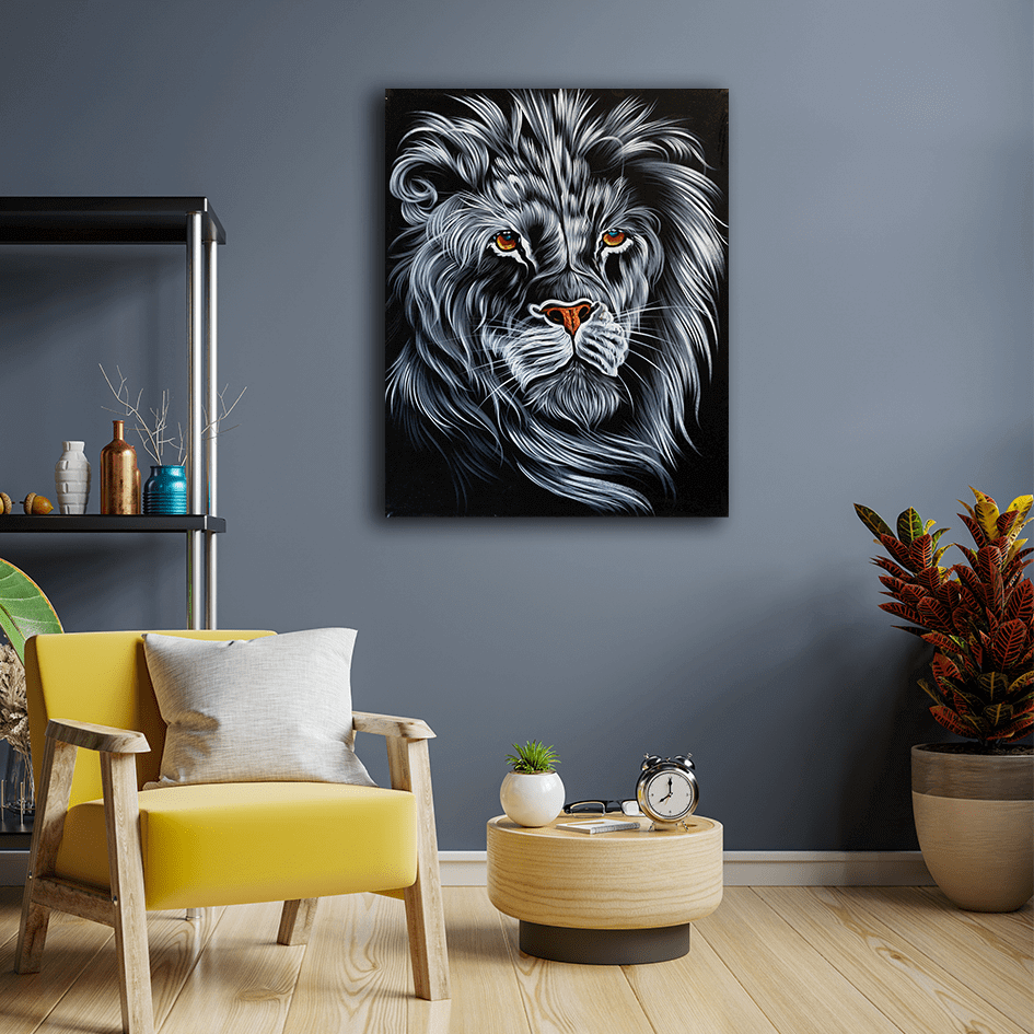 Hand-painted painting 'Glowing Lion Eyes' 