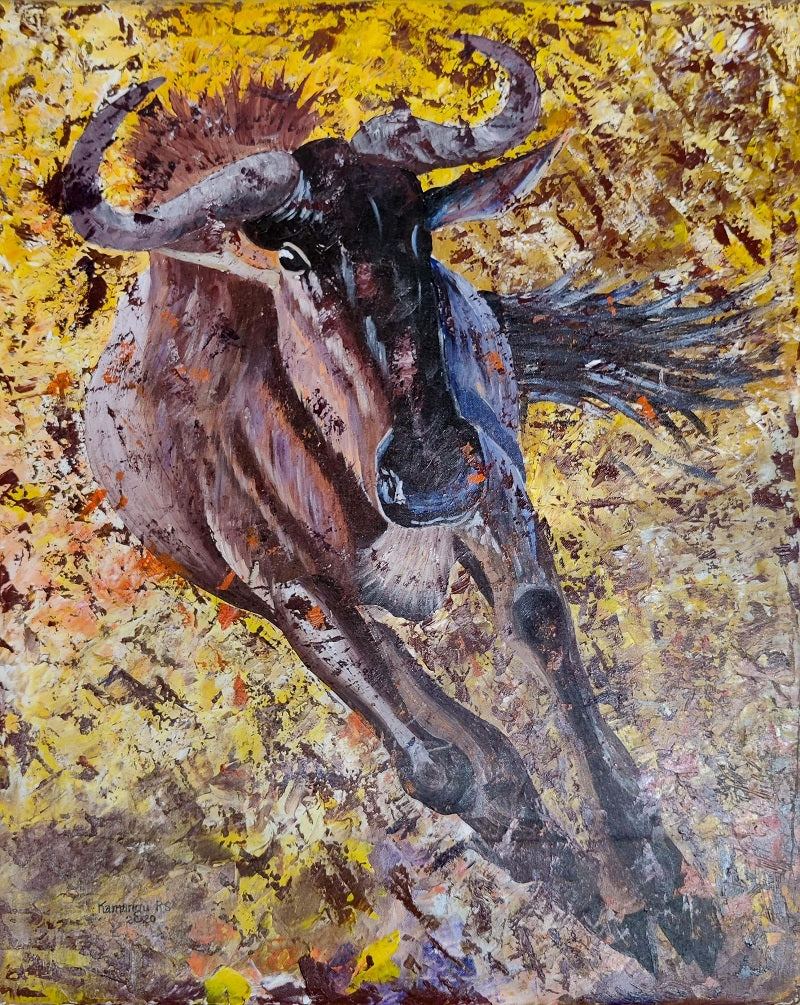 Handmade painting 'Wildebeest'