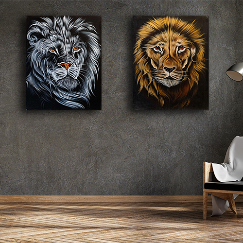 'Zwei Löwen' Bundle Handgemalte Gemälde