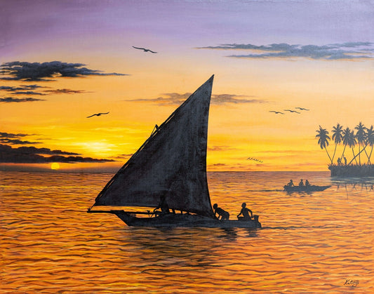 'Morgen auf dem Meer' Handgemaltes Gemälde