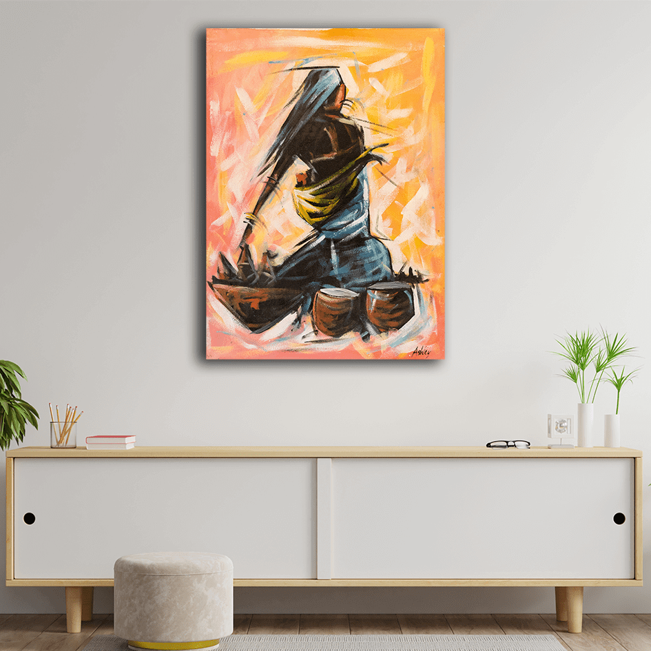 Handmade painting 'East African Market Woman' Abstract