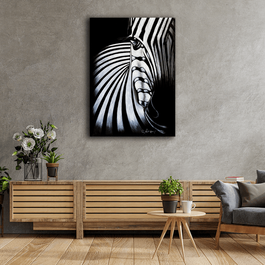 Handmade painting 'Zebra white black'